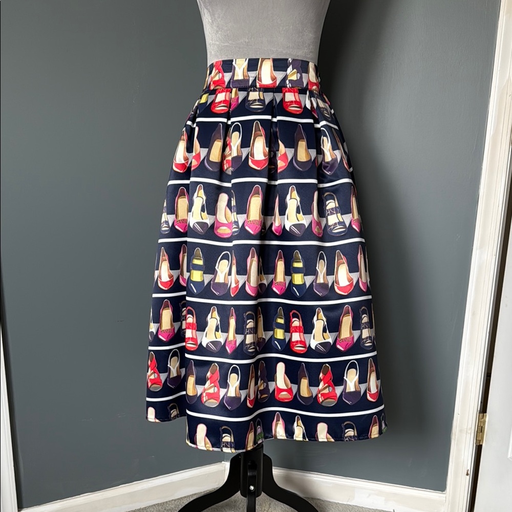 Navy Blue and Pink A-Line Skirt for Fun Casual Occasions